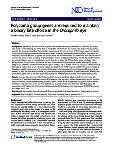 Polycomb group genes are required to maintain a binary fate choice in the Drosophila eye