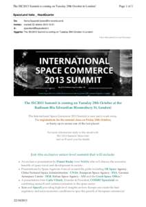 The ISC2013 Summit is coming on Tuesday 29th October in London!  Page 1 of 3 SpaceLand Italia _ HeadQuarter Da: