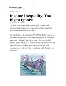 1  October 16, 2010 Income Inequality: Too Big to Ignore