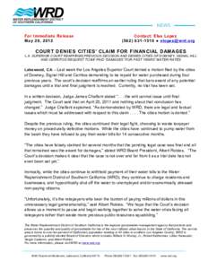 For Immediate Release May 29, 2012 Contact: Elsa Lopez ● elopez@ wrd.org