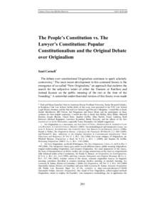 CORNELL FINAL.DOC (DO NOT DELETE[removed]:59 AM The People’s Constitution vs. The Lawyer’s Constitution: Popular