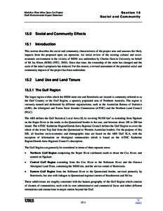 Section 15 Social and Community McArthur River Mine Open Cut Project Draft Environmental Impact Statement