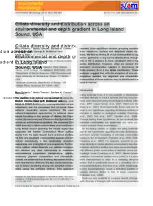 Environmental Microbiology), 886–898  doi:j02133.x Ciliate diversity and distribution across an environmental and depth gradient in Long Island