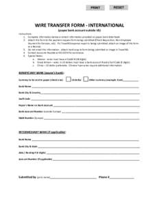 PRINT  RESET WIRE TRANSFER FORM - INTERNATIONAL (payee bank account outside US)