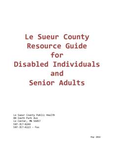 Le Sueur County Resource Guide for Disabled Individuals and Senior Adults