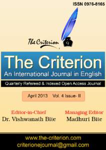 www.the-criterion.com  The Criterion An International Journal in English  ISSN
