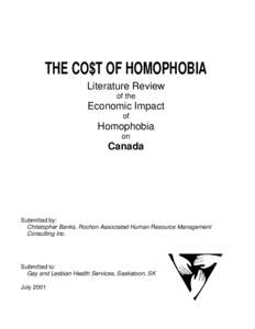 THE CO$T OF HOMOPHOBIA Literature Review of the Economic Impact of