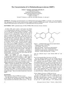 The Characterization of 3,4-Methylenedioxypyrovalerone (MDPV) Joshua C. Yohannan* and Joseph S. Bozenko, Jr. U.S. Department of Justice Drug Enforcement Administration Special Testing and Research Laboratory[removed]Dulles