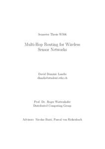 Semester Thesis WS06  Multi-Hop Routing for Wireless Sensor Networks  David Dominic Landis