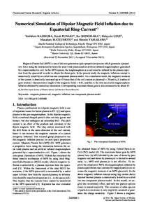 Plasma and Fusion Research: Regular Articles  Volume 9, Numerical Simulation of Dipolar Magnetic Field Inﬂation due to Equatorial Ring-Current∗)