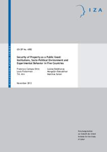 Security of Property as a Public Good: Institutions, Socio-Political Environment and Experimental Behavior in Five Countries