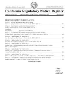 California Regulatory Notice Register 2016, Volume No. 10-Z