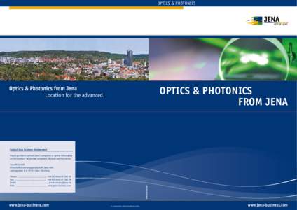 OPTICS & PHOTONICS  OPTICS & PHOTONICS FROM JENA  Optics & Photonics from Jena