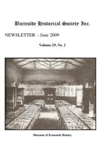 
  NEWSLETTER - June 2009 Volume 29, No. 2  Museum of Economic Botany