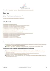 You are here > Homepage > Case law > Sample of decisions in relevant areas DC  Case law Sample of decisions in relevant areas DC (See also : Decisions of the Constitutional Council QPC)