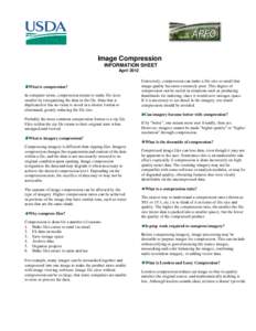 Image Compression INFORMATION SHEET April 2012 What is compression? In computer terms, compression means to make file sizes