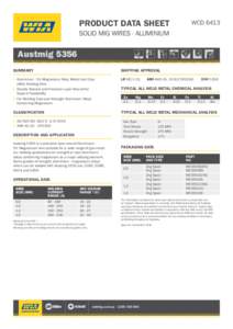 PRODUCT DATA SHEET 	  WCD 6413 SOLID MIG WIRES - ALUMINIUM