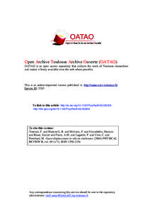 Open Archive Toulouse Archive Ouverte (OATAO) OATAO is an open access repository that collects the work of Toulouse researchers and makes it freely available over the web where possible. This is an author-deposited versi