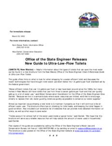 For immediate release: March 29, 2005 For more information, contact: Karin Stangl, Public Information Officer[removed]Alice Darilek, Conservation Education