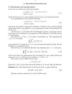 1  1. The Scalar Conservation Law 1.1 Introduction and smooth solution  In this text we consider the initial value problem