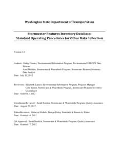 Stormwater Features Inventory Database: Standard Operating Procedures for Office Data Collection