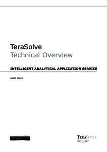 TeraSolve Technical Overview INTELLIGENT ANALYTICAL APPLICATION SERVICE WHITE PAPER  WHAT IS TERASOLVE?