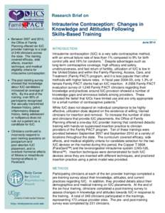 Research Brief:  Intrauterine Contraception: Changes in Knowledge and Attitudes Following Skills-Based Training