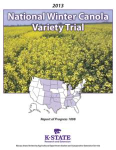 2013  National Winter Canola Variety Trial  Report of Progress 1098