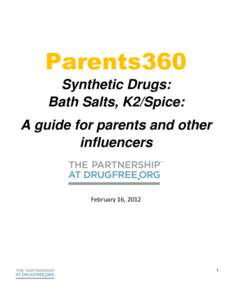 Parents360 Synthetic Drugs: Bath Salts, K2/Spice: A guide for parents and other influencers