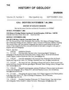 THE  HISTORY OF GEOLOGY DIVISION Volume 28, Number 3 http://gsahist.org