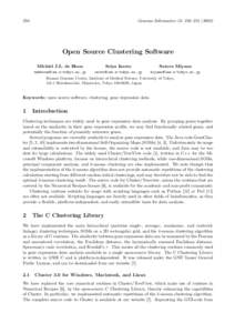 250  Genome Informatics 13: 250–Open Source Clustering Software Michiel J.L. de Hoon
