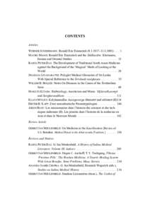 CONTENTS Articles WERNER SUNDERMANN: Ronald Eric Emmerick×1 MAURO MAGGI: Ronald Eric Emmerick and the Siddhas¢ra: Khotanese, Iranian and Oriental Studies . . . . . . . . . . . . . . . . . . .