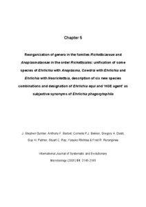 Chapter 5  Reorganization of genera in the families Rickettsiaceae and