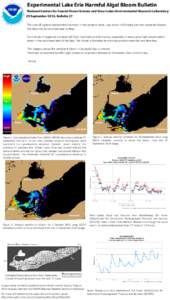 Experimental Lake Erie Harmful Algal Bloom Bulletin National Centers for Coastal Ocean Science and Great Lakes Environmental Research Laboratory 29 September 2014, Bulletin 27 The area of highest concentration remains in