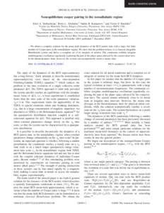RAPID COMMUNICATIONS  PHYSICAL REVIEW B 72, 220503共R兲 共2005兲 Nonequilibrium cooper pairing in the nonadiabatic regime Emil A. Yuzbashyan,1 Boris L. Altshuler,2 Vadim B. Kuznetsov,3 and Victor Z. Enolskii4