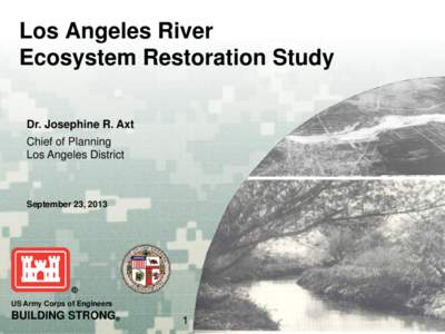 Los Angeles River Ecosystem Restoration Study Dr. Josephine R. Axt Chief of Planning Los Angeles District