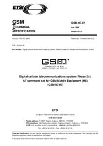 GSM TECHNICAL SPECIFICATION GSMJuly 1996