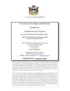 Government of Antigua and Barbuda  Government of Antigua and Barbuda Prospectus 2016 RGSM Issuance Programme for the Period January through November