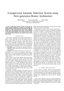 Unsupervised Anomaly Detection System using Next-generation Router Architecture Richard Rouil Nicolas Chevrollier