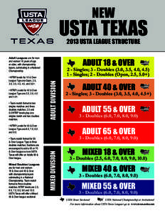 NEW  USTA TEXAS 2013 USTA LEAGUE STRUCTURE  Adult Leagues are for men