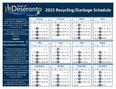 2015 Recycling-Garbage Schedule.pub