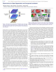 Hypercolumns for Object Segmentation and Fine-grained Localization Bharath Hariharan1 , Pablo Arbeláez2 , Ross Girshick3 , Jitendra Malik1 1 University of California, Berkeley. 2 Universidad de los Andes, Colombia. 3 Mi