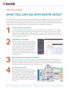 TO P U S E C AS E S  WHAT YOU CAN DO WITH KENTIK DETECT Kentik Detect helps industry leaders like Yelp, Neustar, Dailymotion, and Pandora achieve better business results by unlocking the value of network data. Delivering