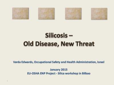 Varda Edwards, Occupational Safety and Health Administration, Israel January 2015 EU-OSHA ENP Project - Silica workshop in Bilbao 1  A short History: