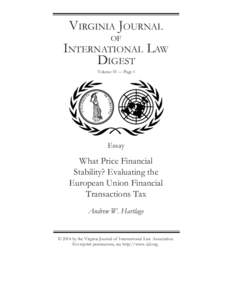 VIRGINIA JOURNAL OF INTERNATIONAL LAW DIGEST O