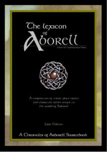 The Chronicles of Arborell  ___________________________________________________ The lexicon of Arborell
