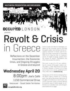 MULTIMEDIA PRESENTATION AND DISCUSSION:  presents Revolt & Crisis in Greece