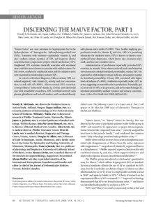 REVIEW ARTICLE  DISCERNING THE MAUVE FACTOR, PART 1