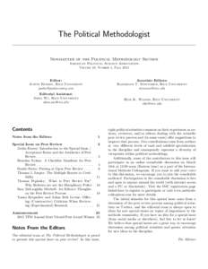 The Political Methodologist Newsletter of the Political Methodology Section American Political Science Association Volume 23, Number 1, FallEditor: