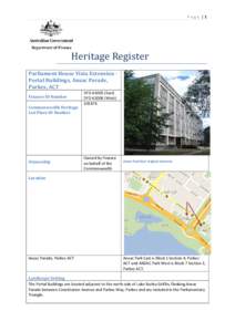 Heritage Register - Parliament House Vista Extension - Portal Buildings, Anzac Parade, Parkes, ACT